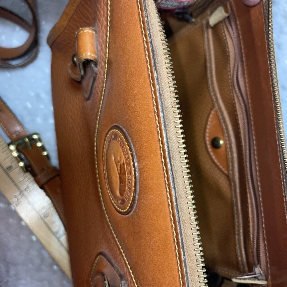 Vintage Dooney & Bourke Satchel Bag All Weather Leather British Tan - Picture 7 of 9